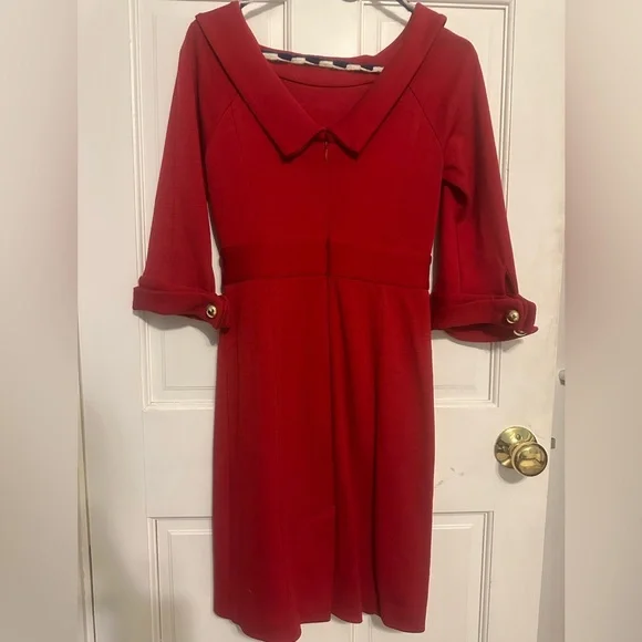 Vintage Milly of New York Red Dress with Gold Chain Accent - Picture 4 of 8
